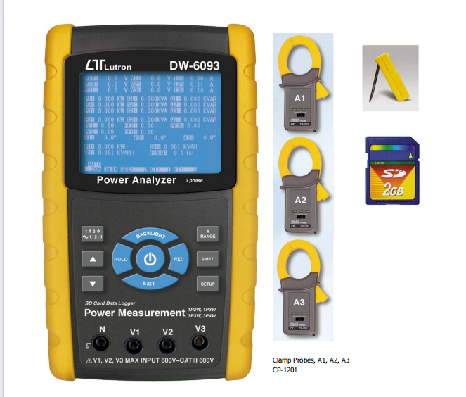 3 PHASE POWER ANALYZER - Model: DW-6093 記憶式三相電力分析儀