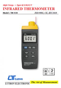 IR THERMOMETER, High Temp. + type K/J/R/E/T - Model: TM-939