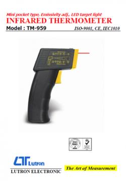 INFRARED THERMOMETER, LED target light, Emissivity adj. - Model: TM-959